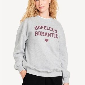 Old Navy Gray 'Hopeless Romantic' Graphic Crewneck Sweatshirt
